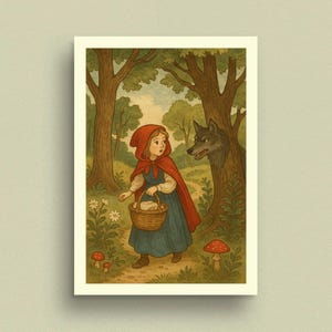 Digital Download Fairytale art Little red riding hood digital print