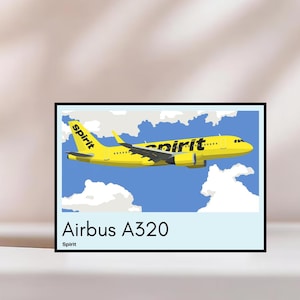 Spirit Airbus A320 Poster – Digital Download Aviation Art, Airplane Wall Decor, Travel Room Printable, Airline Decor, Pilot Gift