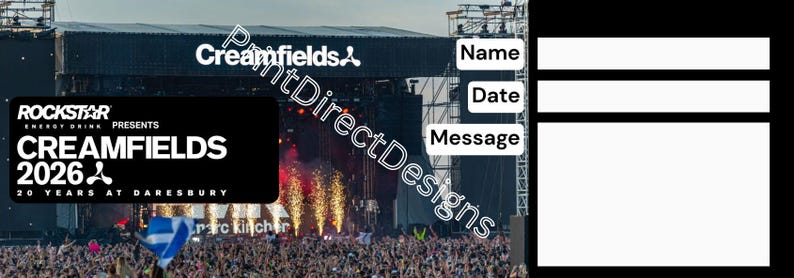 Digital Download Creamfields 2026 Ticket Mock-up Music Festival Ticket ...