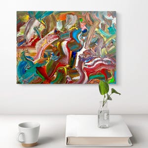 Abstract Acrylic Painting – Original Hand-Painted Wall Decor, Modern Art, Colorful