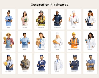 Occupation Flashcards for Kids | Community Helpers | Jobs Cards Printable | Montessori Preschool PDF