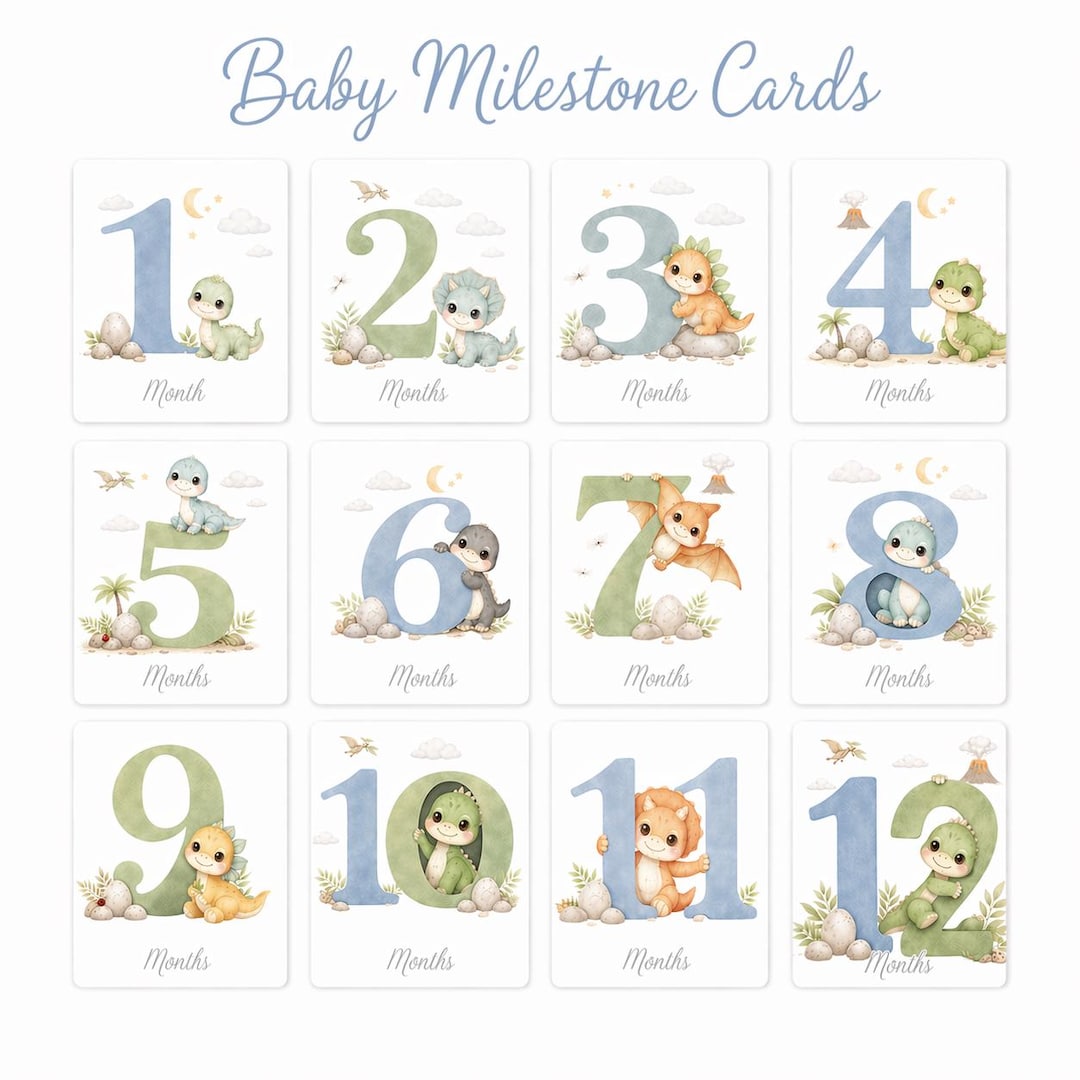 Printable Baby Boy Milestone Cards | Monthly Milestones | 5x7 Digital ...