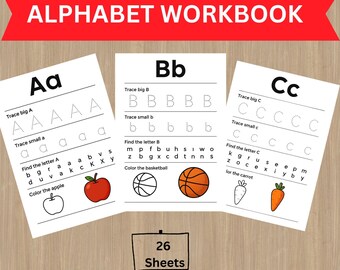 Alphabet Workbook for Toddlers | ABC Letter Tracing & Find the Letter Worksheets