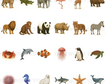 Wild & Water Animals Flashcards | Montessori Printable Cards | Digital Download