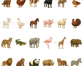 Farm + Wild Animals Flashcards | Montessori Animal Cards for Kids | Printable Toddler Learning Bundle (PDF + JPG)