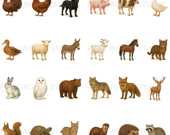 Farm & Forest Animals Flashcards | Montessori Learning (JPG, PDF)