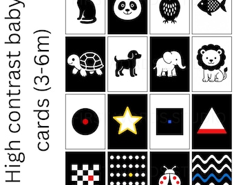 High Contrast Baby Flashcards | Sensory Cards for Infants | Visual Stimulation (3–6 Months)