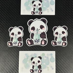 Pegatina de Panda bebiendo Boba - Varios tamaños, mini y normal - Pegatinas de Panda - Pegatinas decorativas para portátil