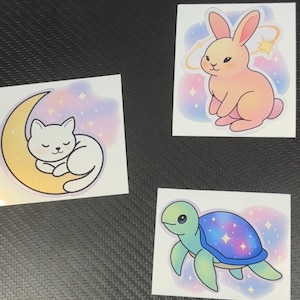 Himmlische Tieraufkleber - Kosmische Begleiter - Pop-out-Design - Interaktiv - Kosmische Weltraum-Aufkleber - Kawaii-Laptop-Dekorationsaufkleber