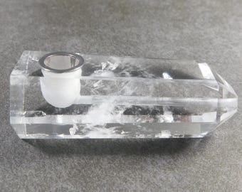 Crystal Pipe, Clear Crystal Pipe, Stone Pipe, Gemstone Pipe