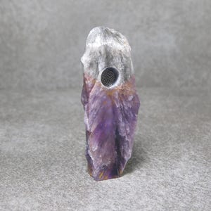 Cacoxenite in Amethyst Pipe, Crystal Pipe, Stone Pipe, Gemstone Pipe