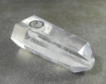 Crystal Pipe, Clear Crystal Pipe, Stone Pipe, Gemstone Pipe