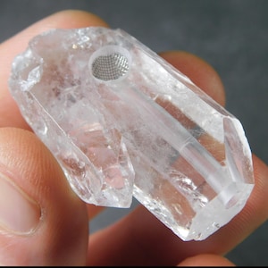 Crystal Pipe, Clear Crystal Pipe, Stone Pipe, Gemstone Pipe