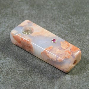 Cotton Candy Agate Pipe with Ruby Accent, Agate Pipe, Stone Pipe, Gemstone Pipe