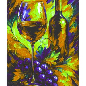Harvest Pour - Wine Wall Art | Printable Autumn Wine Glass Decor | Colorful Wine Bottle Art | Digital Download PDF | 300DPI PNG FILE