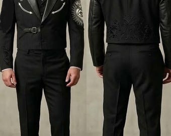 Geborduurd westernkostuum: op maat gemaakte katoenen mantelbroekset