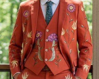 Geborduurd westernkostuum: op maat gemaakte katoenen mantelbroekset