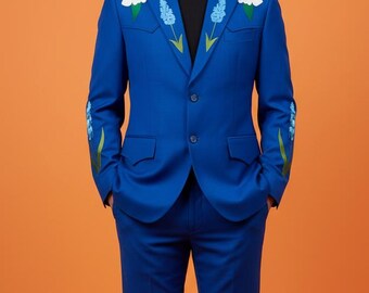 Geborduurd westernkostuum: op maat gemaakte katoenen mantelbroekset