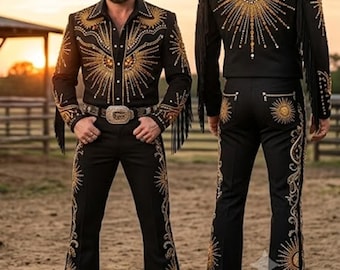 Embroidered Western Suit: Custom Made Cotton Coat Pant Set