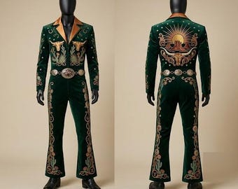 Embroidered Western Suit: Custom Made Cotton Coat Pant Set