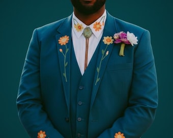 Geborduurd westernkostuum: op maat gemaakte katoenen mantelbroekset