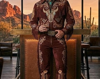 Embroidered Western Suit: Custom Made Cotton Coat Pant Set