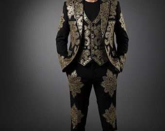 Geborduurd westernkostuum: op maat gemaakte katoenen mantelbroekset