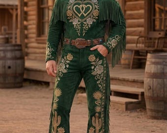 Embroidered Western Suit: Custom Made Cotton Coat Pant Set