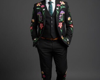 Geborduurd westernkostuum: op maat gemaakte katoenen mantelbroekset