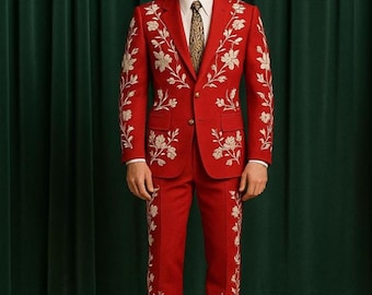 Geborduurd westernkostuum: op maat gemaakte katoenen mantelbroekset