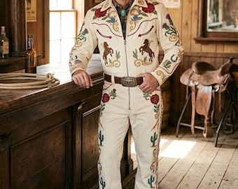 Embroidered Western Suit: Custom Made Cotton Coat Pant Set