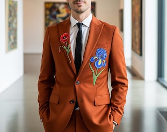 Geborduurd westernkostuum: op maat gemaakte katoenen mantelbroekset