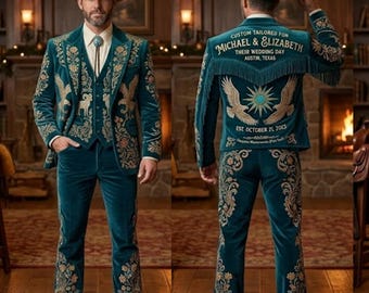 Embroidered Western Suit: Custom Made Cotton Coat Pant Set