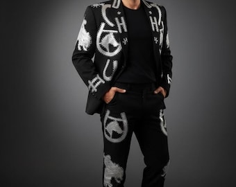 Geborduurd westernkostuum: op maat gemaakte katoenen mantelbroekset