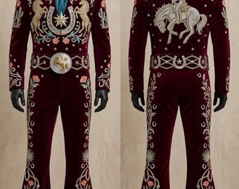 Embroidered Western Suit: Custom Made Cotton Coat Pant Set