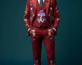 Geborduurd westernkostuum: op maat gemaakte katoenen mantelbroekset