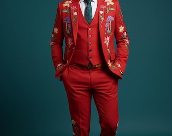 Geborduurd westernkostuum: op maat gemaakte katoenen mantelbroekset