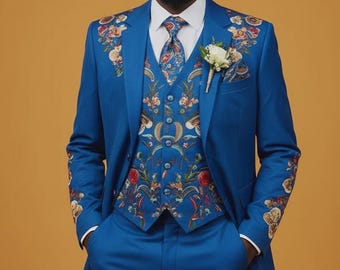 Geborduurd westernkostuum: op maat gemaakte katoenen mantelbroekset