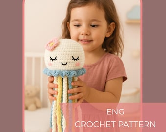 Crochet Jellyfish Pattnern,Handmade Crochet Jellyfish,– Amigurumi Jellyfish Toy,Cute Animal Gift, Colorful Jellyfish, Soft Toy for Kids