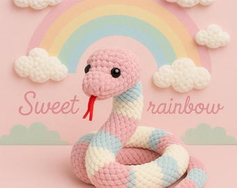 No-Sew Amigurumi Schlange,Amigurumi Schlange Häkelanleitung PDF,Häkelanleitung für Schlangen - Amigurumi Plushie, Easy häkeln Schlange Muster
