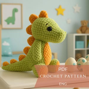 Crochet Dinosaur Pattnern,Handmade Crochet Dinosaur,– Amigurumi Dinosaur Toy,Cute Animal Gift, Colorful Dinosaur , Soft Toy for Kids