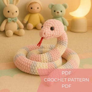 Crochet Snake Pattern,Handmade Crochet Snake Plush – Amigurumi Snake Toy,Cute Animal Gift, Colorful Knit Snake, Soft Toy for Kids