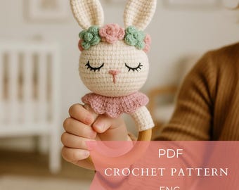 Bunny Baby Rattle Crochet pattern, Rattle for baby,Instant Download,Cute Bunny - PDF Crochet Pattern,New Baby Gift,Gift for New Mom