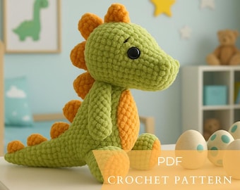Crochet Dinosaur Pattnern,Handmade Crochet Dinosaur,– Amigurumi Dinosaur Toy,Cute Animal Gift, Colorful Dinosaur , Soft Toy for Kids
