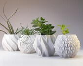 White Planter Modern Pot Set Succulent Planters Indoor Garden White Decor Planters Herb Plant Pots Geometric Succulent Holder Planter Bowls