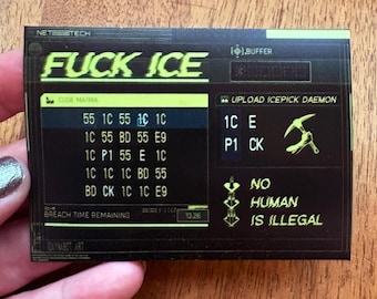 Cyberpunk Anti ICE Glow Sticker, Protest Vinyl Decal, Hacker Gamer Art