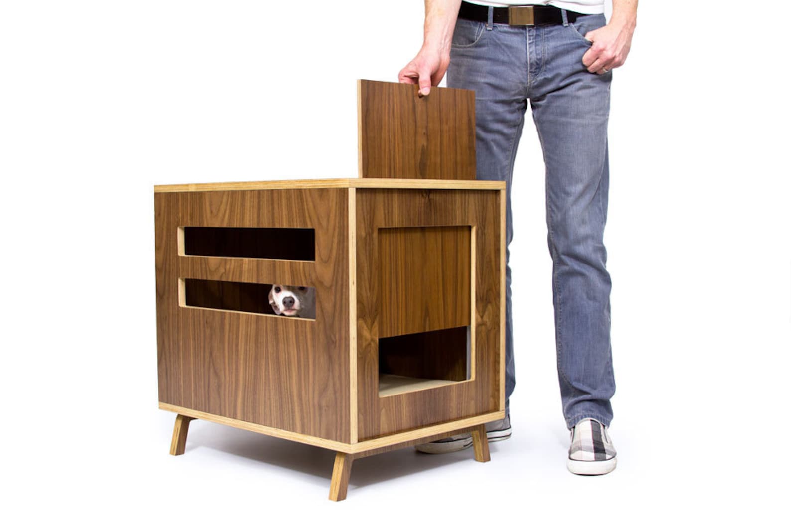 Mid Century Modern Dog Crate Furniture Wooden Dog House Etsy