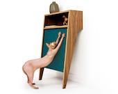 Mid Century Modern Cat Scratcher | Modern Cat Furniture | MCM Walnut Console Table | Changeable Scratch Pad  "Cat Console"