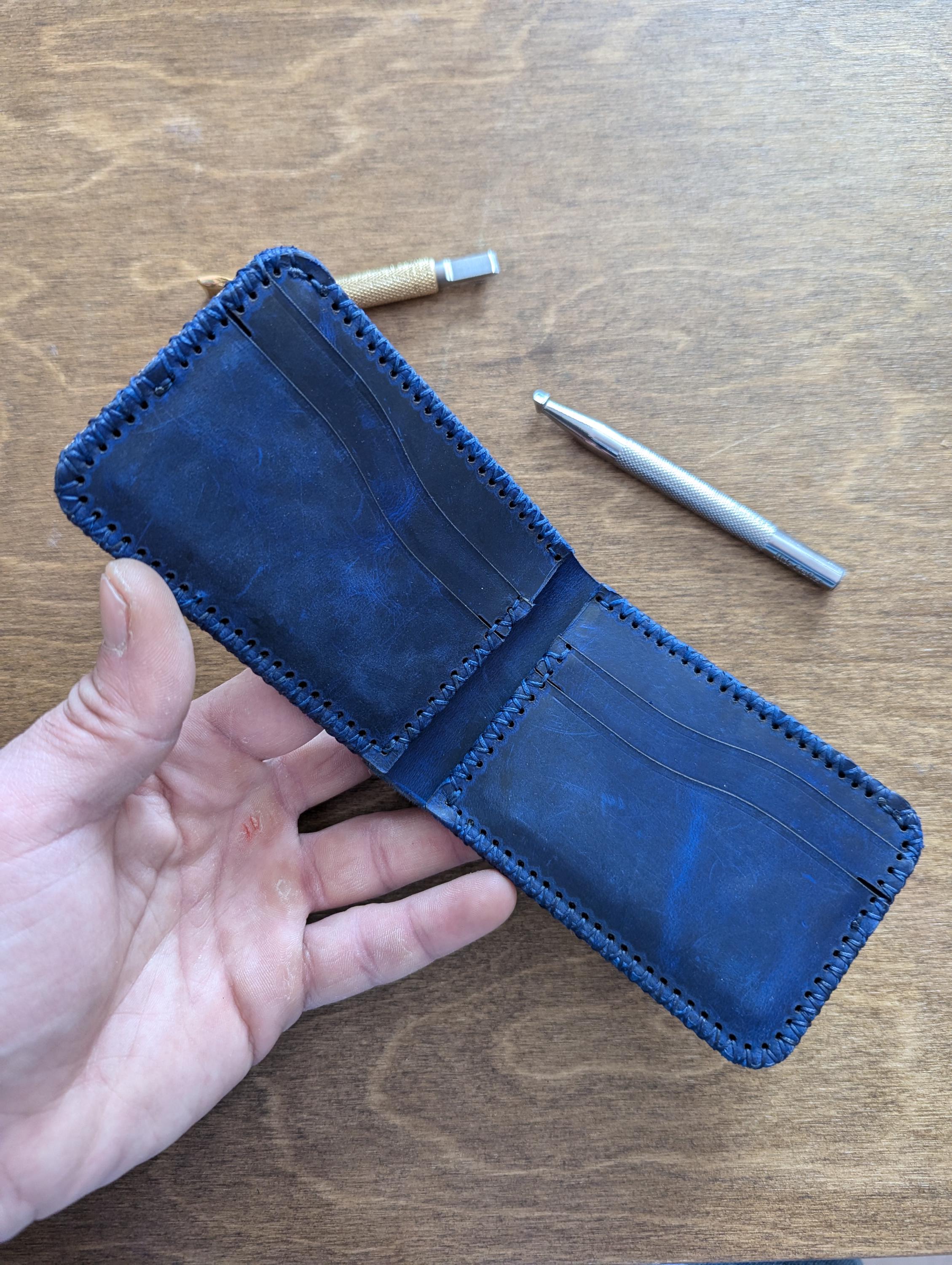 Handmade Leather Wallet, Hand Carved & Painted Koi Fish Wallet