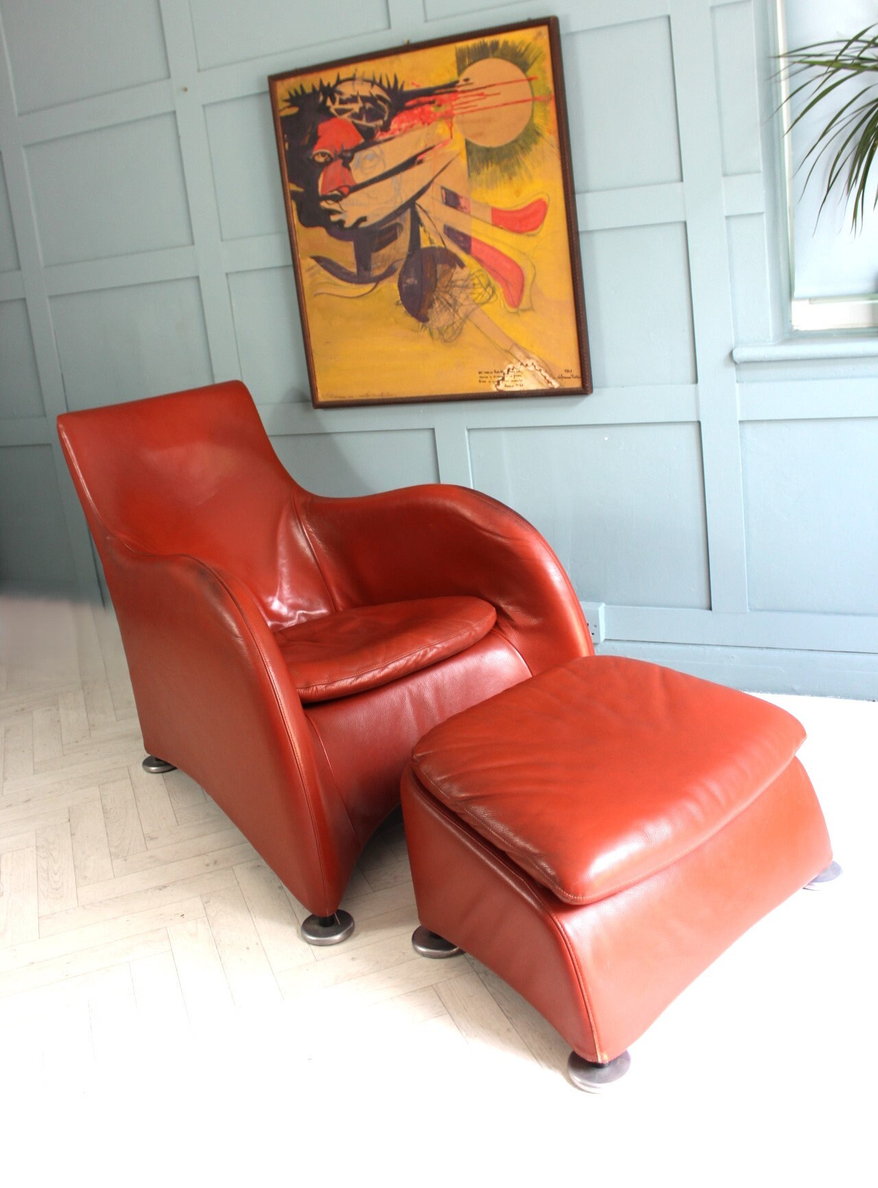 Orange leather chaise lounge best sale